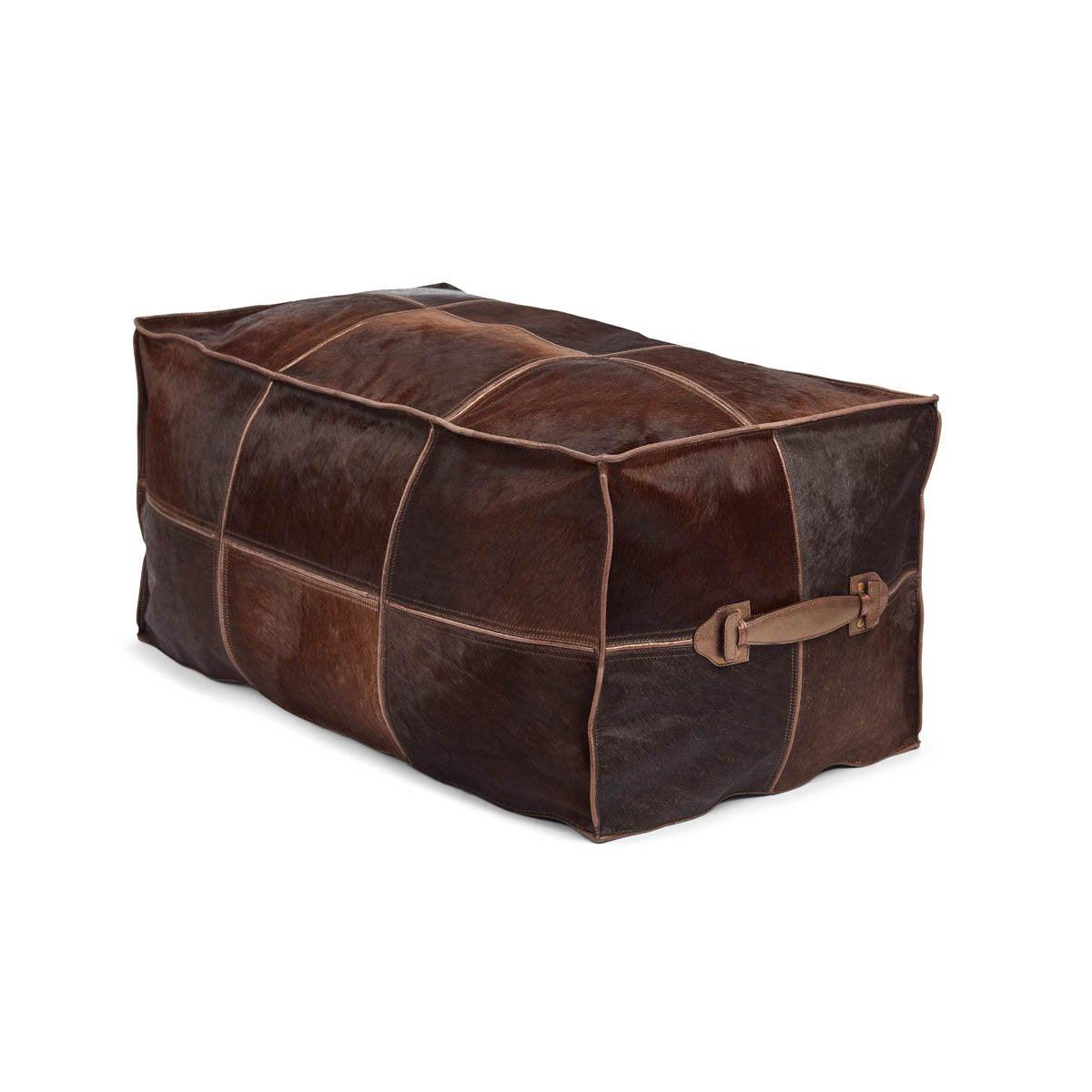 Rectangular Pouf | 45x82x38 cm. | Calf Leather | w/Handle - Naturescollection.eu