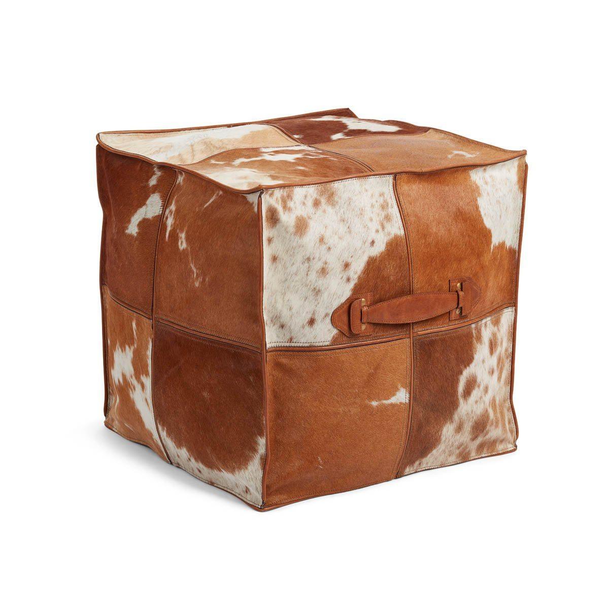 Square Pouf | 45x82x38 cm. | Calf Leather | w/Handle - Naturescollection.eu