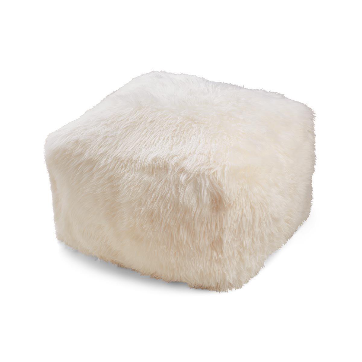 Square Pouf | 50x50x32 cm. | New Zealand Sheepskin | LW | Calf Leather Backing - Naturescollection.eu