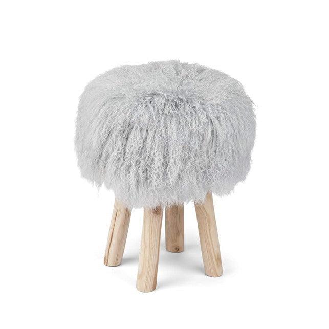 Faux Fur-Covered Ottomans - Gray