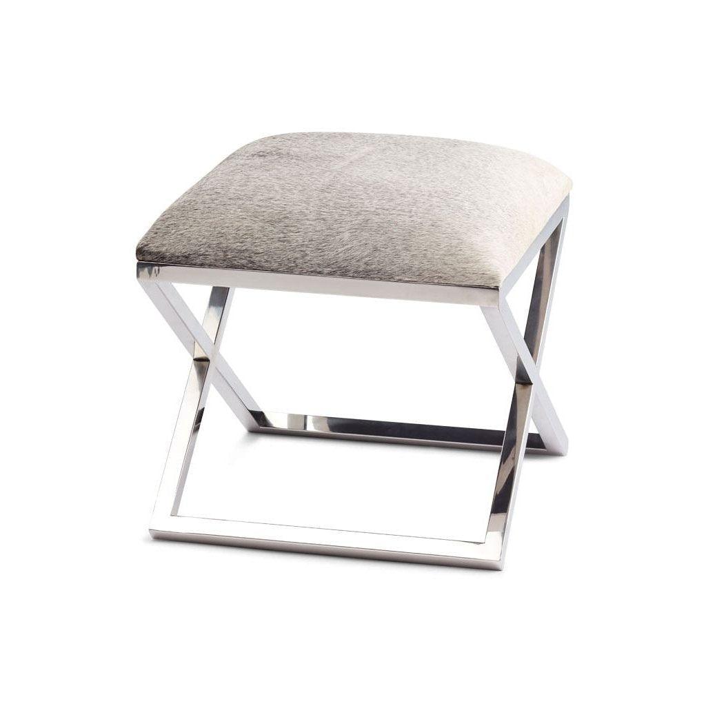 Stool Cow Hide With Stainless Steel Legs - Naturescollection.eu